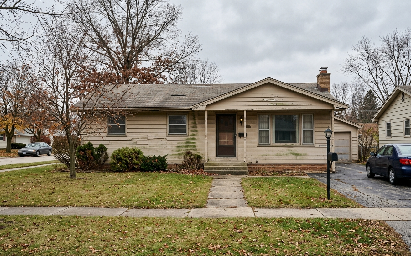 Before: Aging siding on New Berlin home